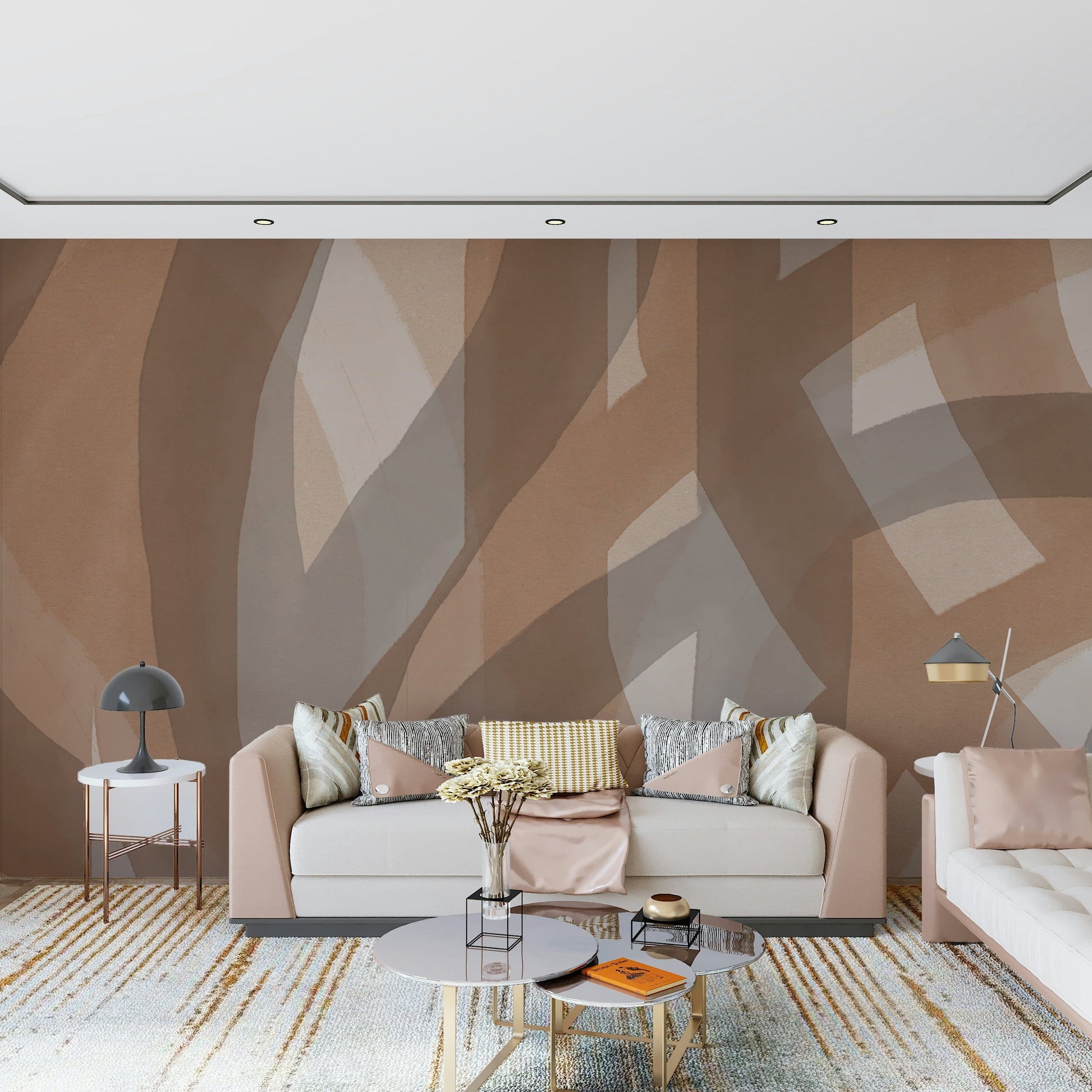 An artistic minimalist form mural for home decor.