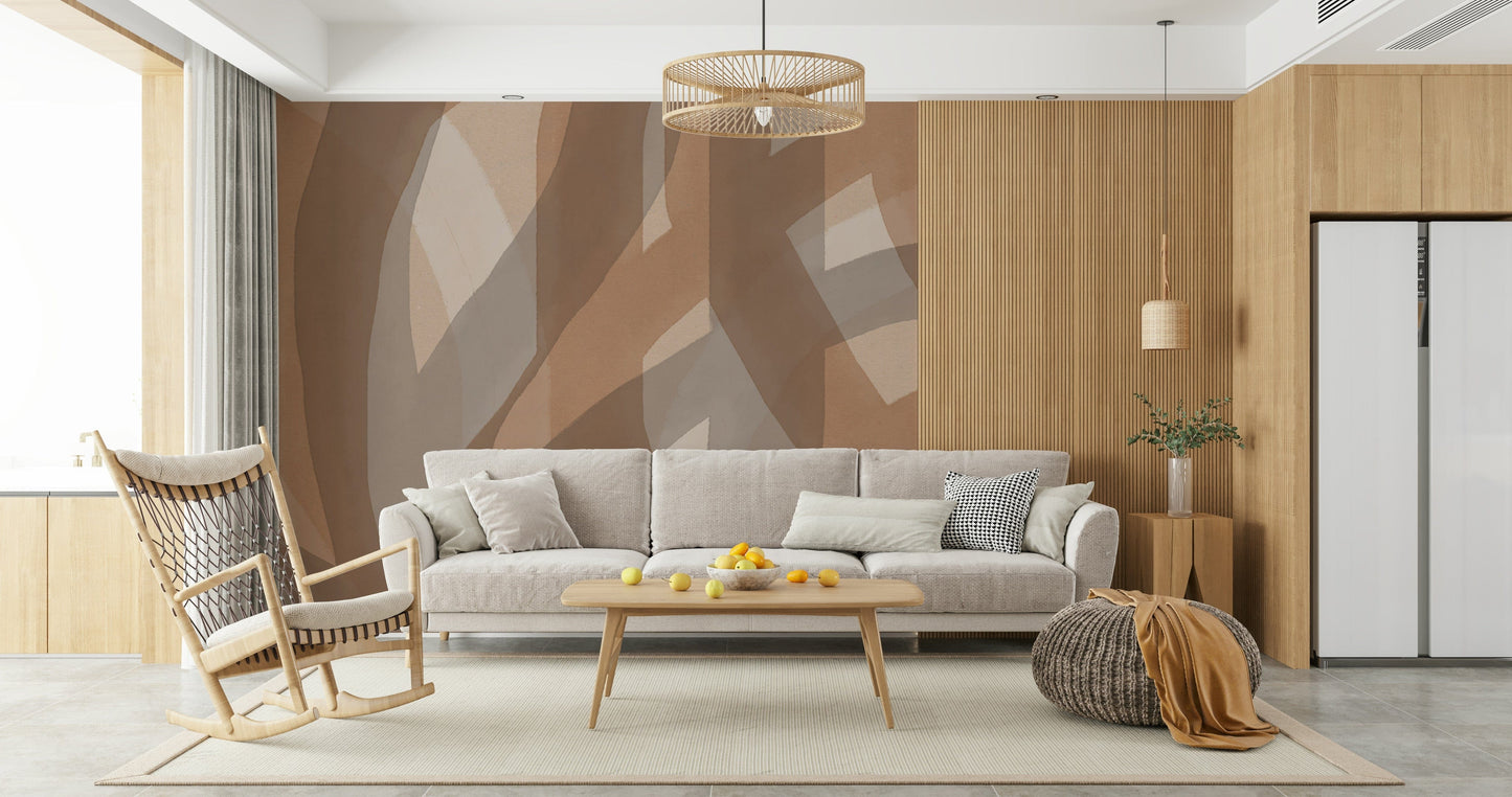 An artistic soft focus mural on minimalist wallpaper.