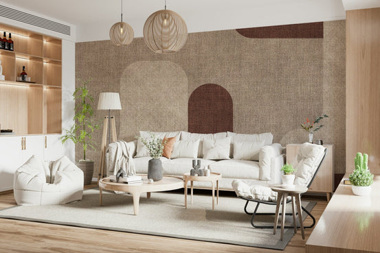 Textured brown patterns define this earthy curves wall mural.
