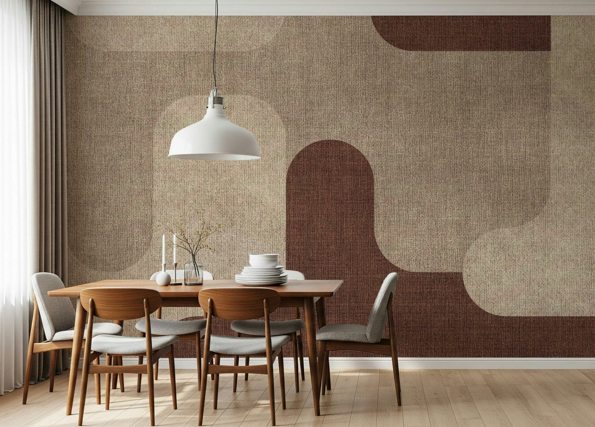 Organic brown curves feature on this stylish wall mural.