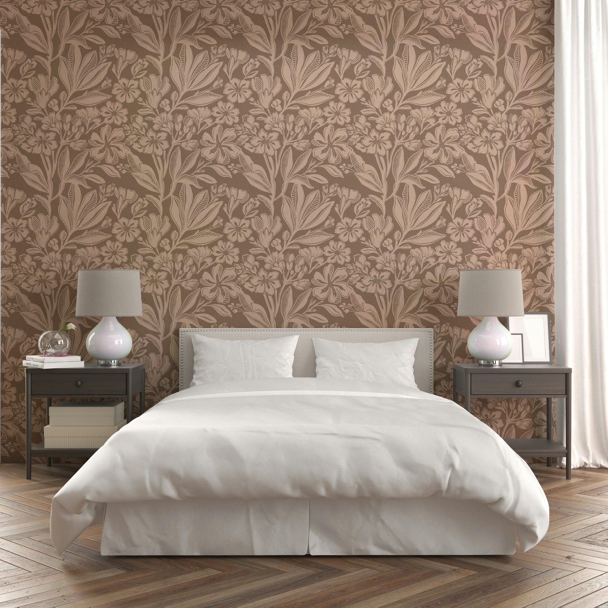 Natural-inspired Earthy Elegance wallpaper in bedroom

