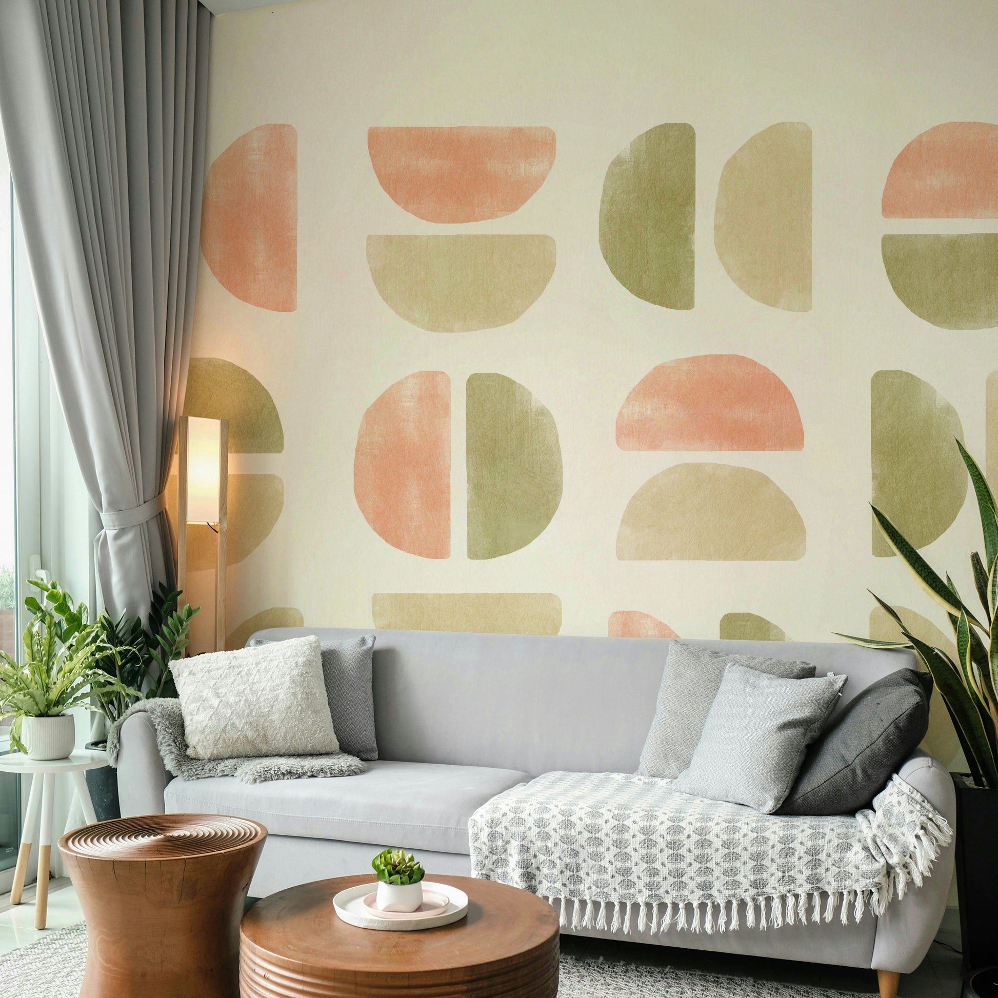 Beige and brown shapes wallpaper

