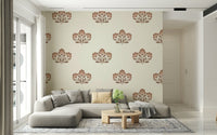 Earthy Flora wallpaper, stylized botanicals, harmonious wall décor.