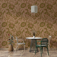 The color palette is monochromatic, with different shades of brown and beige.
