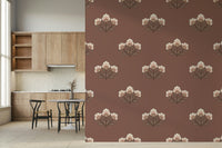 Classic Earthy wallpaper, subtle repeating flower, serene backdrop feel.