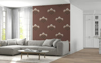 Mauve Blossom wall mural, intricate pink flowers, timeless interior style.