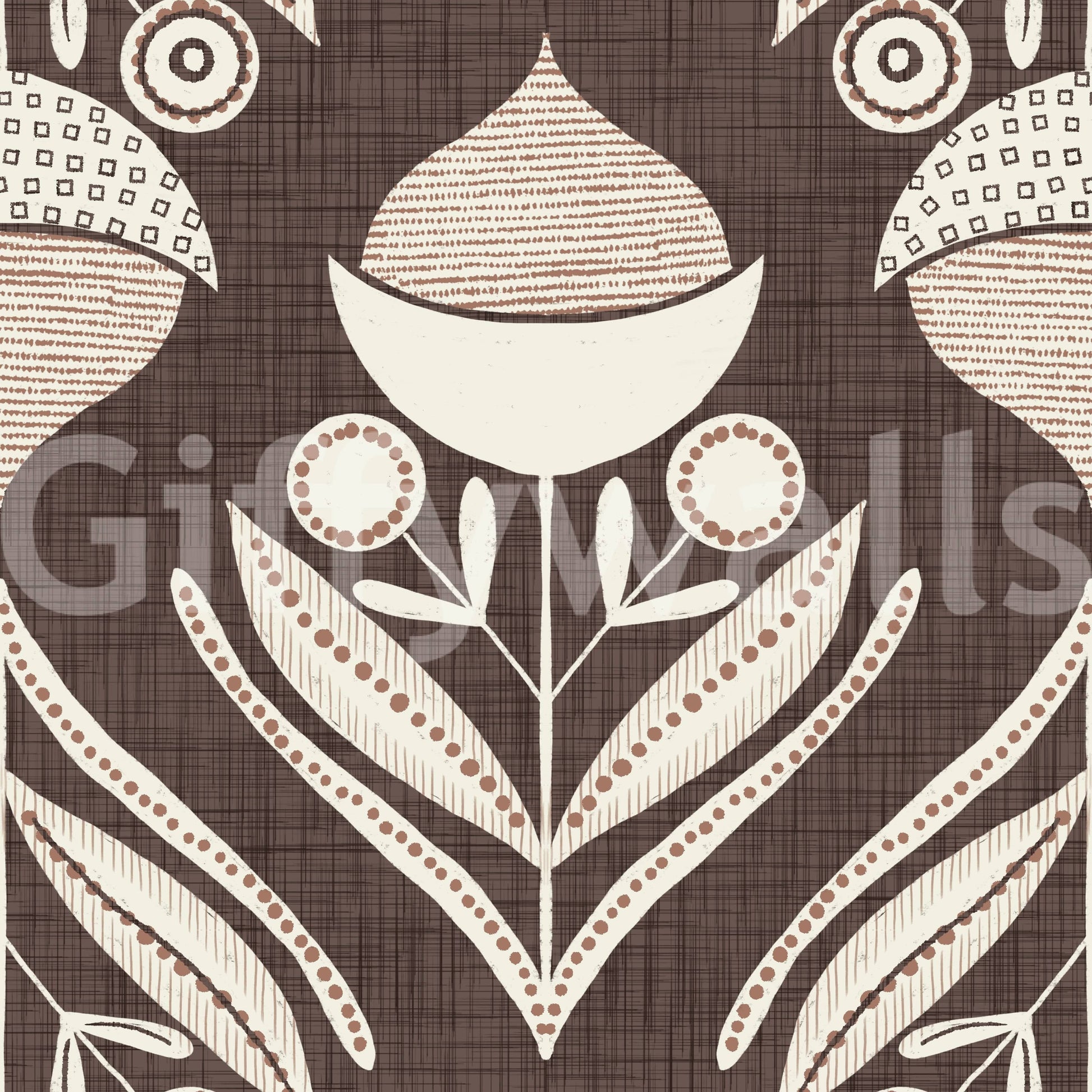 Earth Tone Floral wallpaper showcasing geometric-style flowers and soft organic shapes.