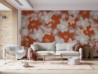An artistic botanical garden mural on minimalist wallpaper.

