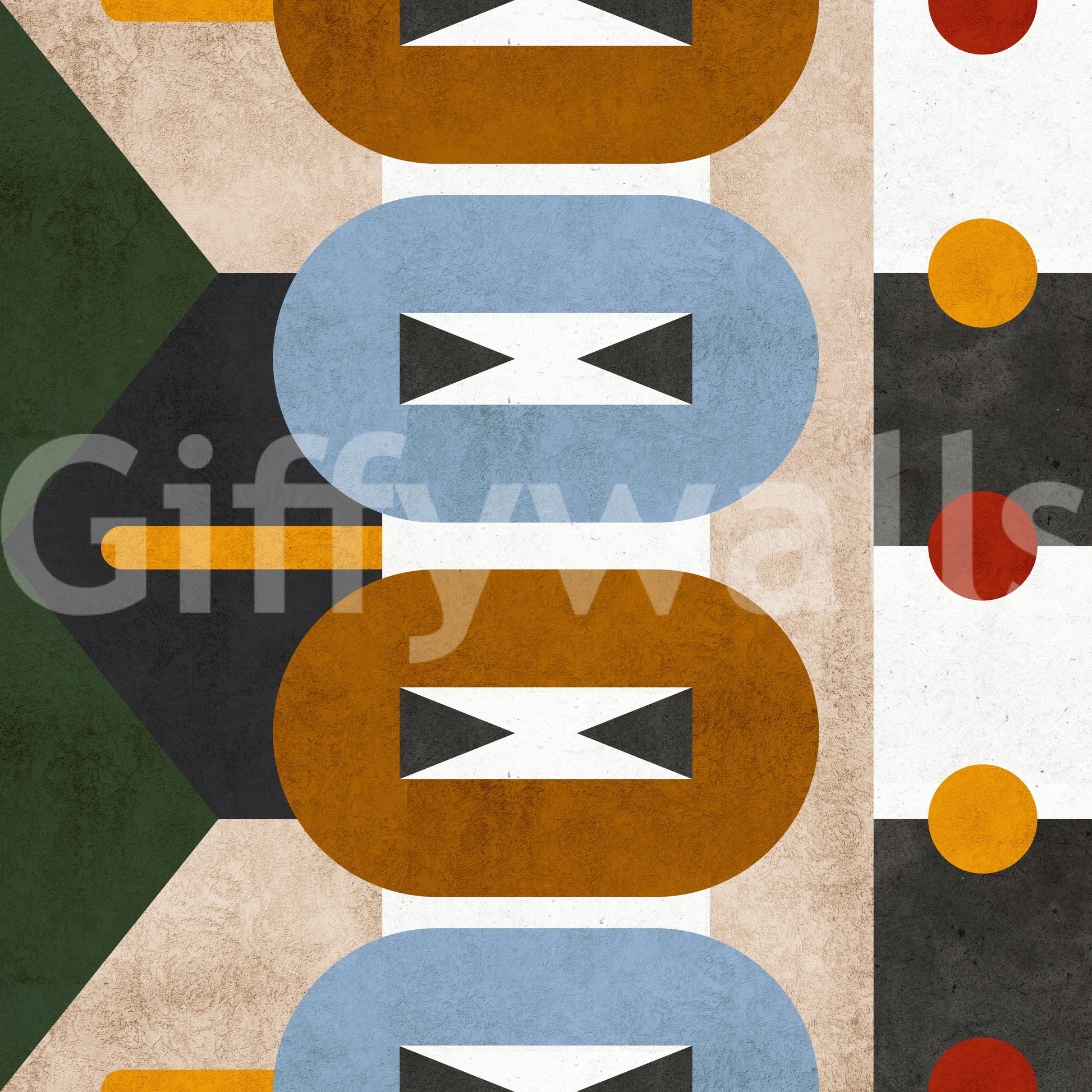 Green, brown, red shapes wallpaper for wall

