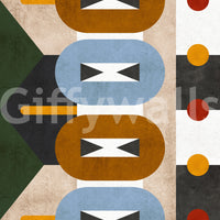 Green, brown, red shapes wallpaper for wall

