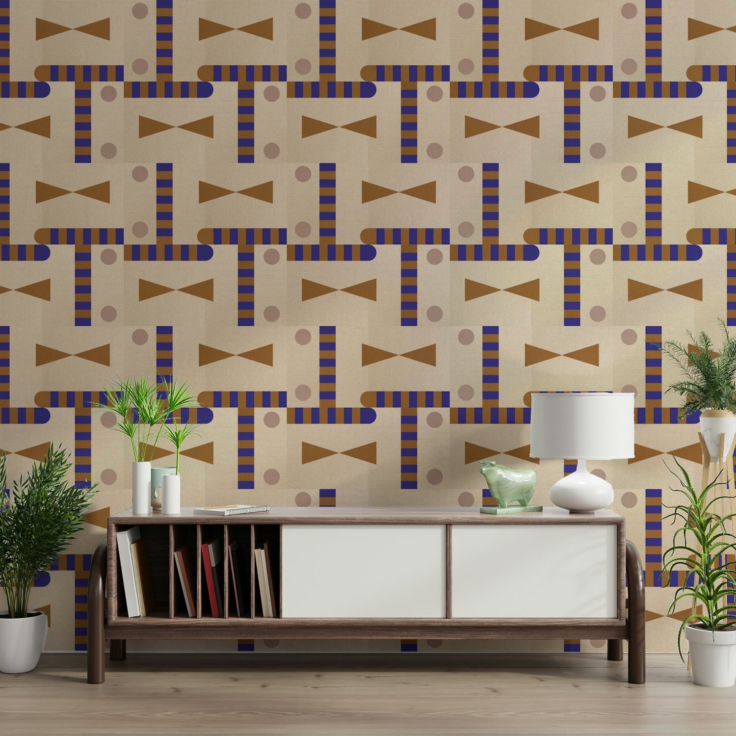 Graphic textile look wallpaper for interior

