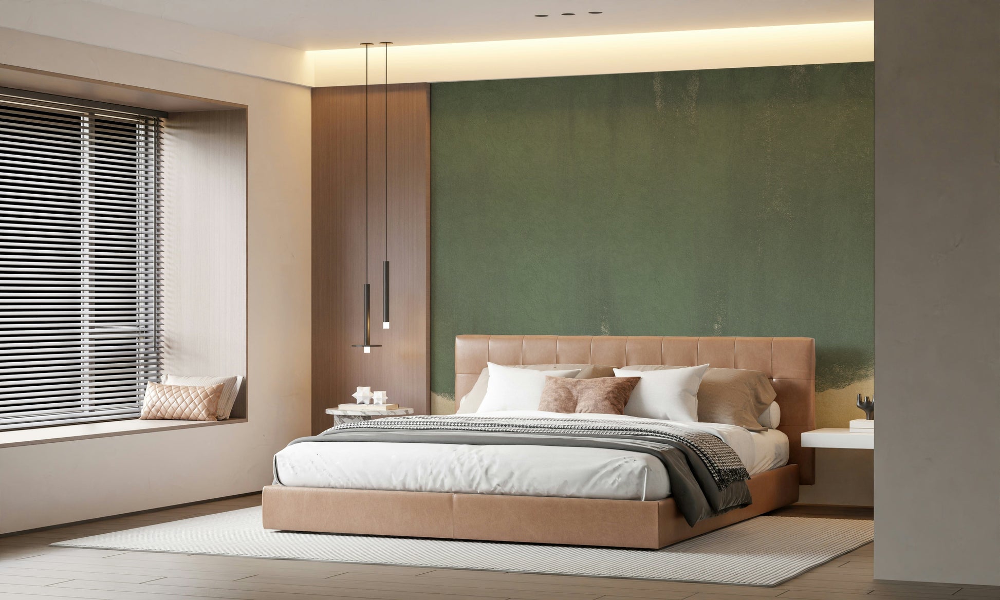 A contemplative subtle abstract wallpaper mural for a feature wall.