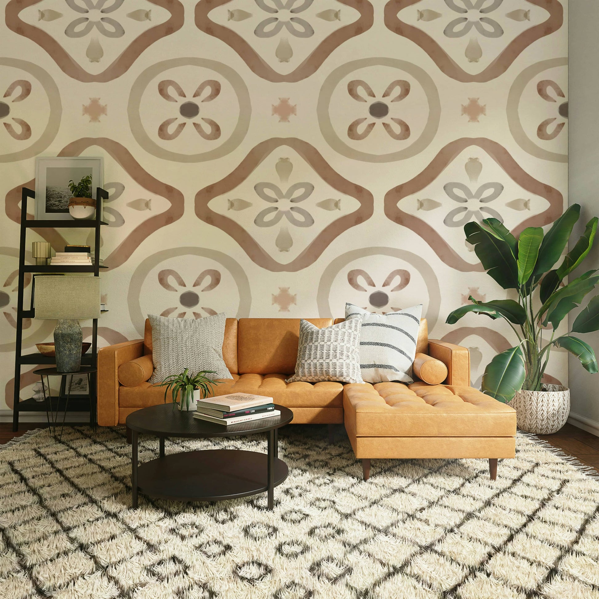 Wall mural showing a quiet art scene

