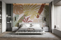 A calming serene tropical wallpaper mural that defines a space.

