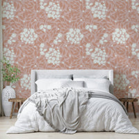 Close up of Earthy Petals Wallpaper showing fine line art details.