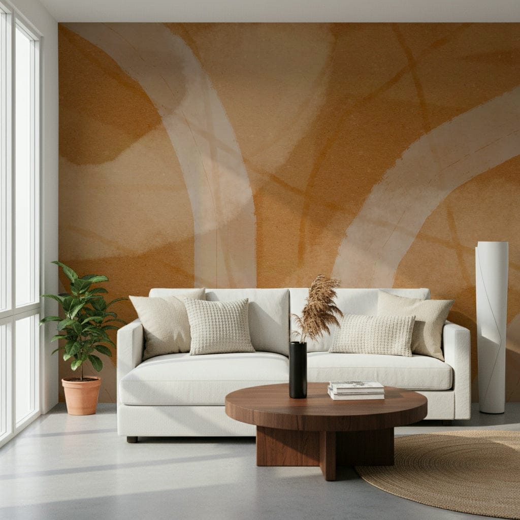 A graceful subtle pattern wall mural in warm, earthy tones.

