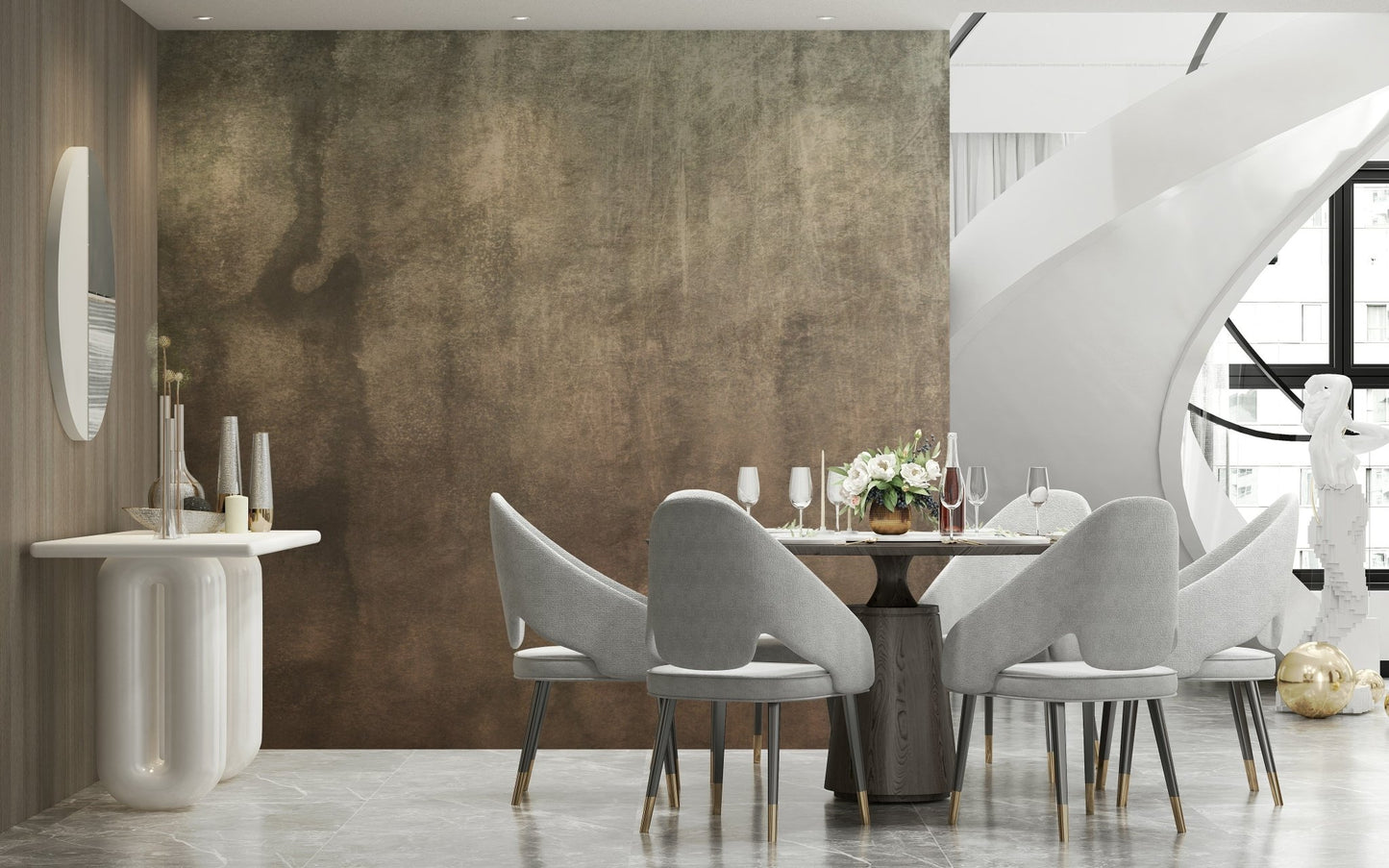 Earthy Textured Watercolour - Mushroom Wall Mural