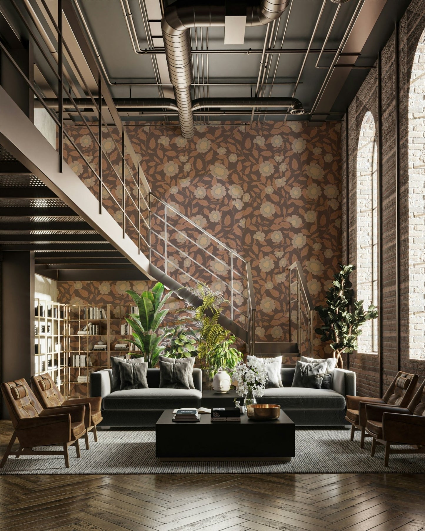 A wallpaper design with a floral pattern.

