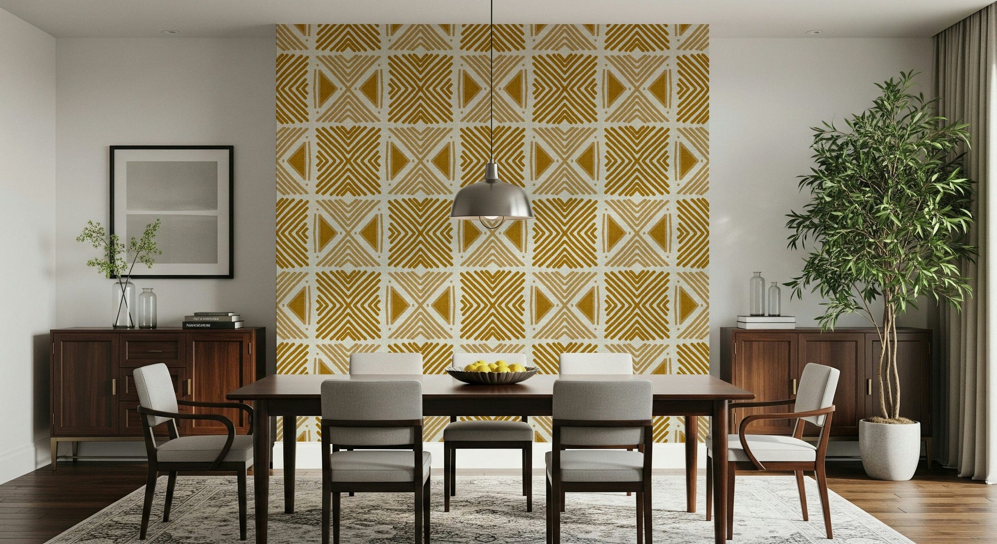 Ethical wallpaper, traditional symbolic Tribal Foliage Motif art.