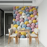 Tempting Easter Indulgence wall mural, sugar eggs background, soft focus.