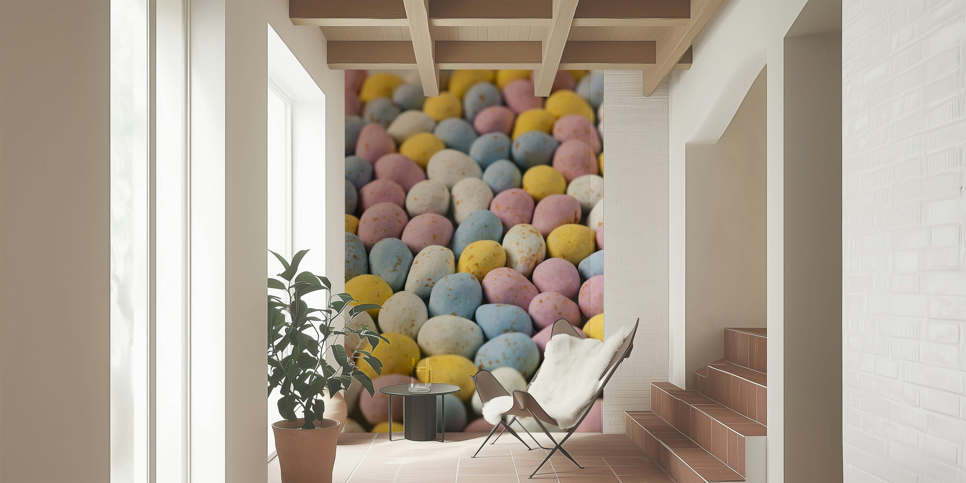 Easter Indulgence, light colored eggs, confectionery pattern, unique wall  print.