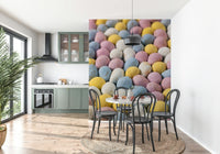 Festive candy wall mural with pastel eggs