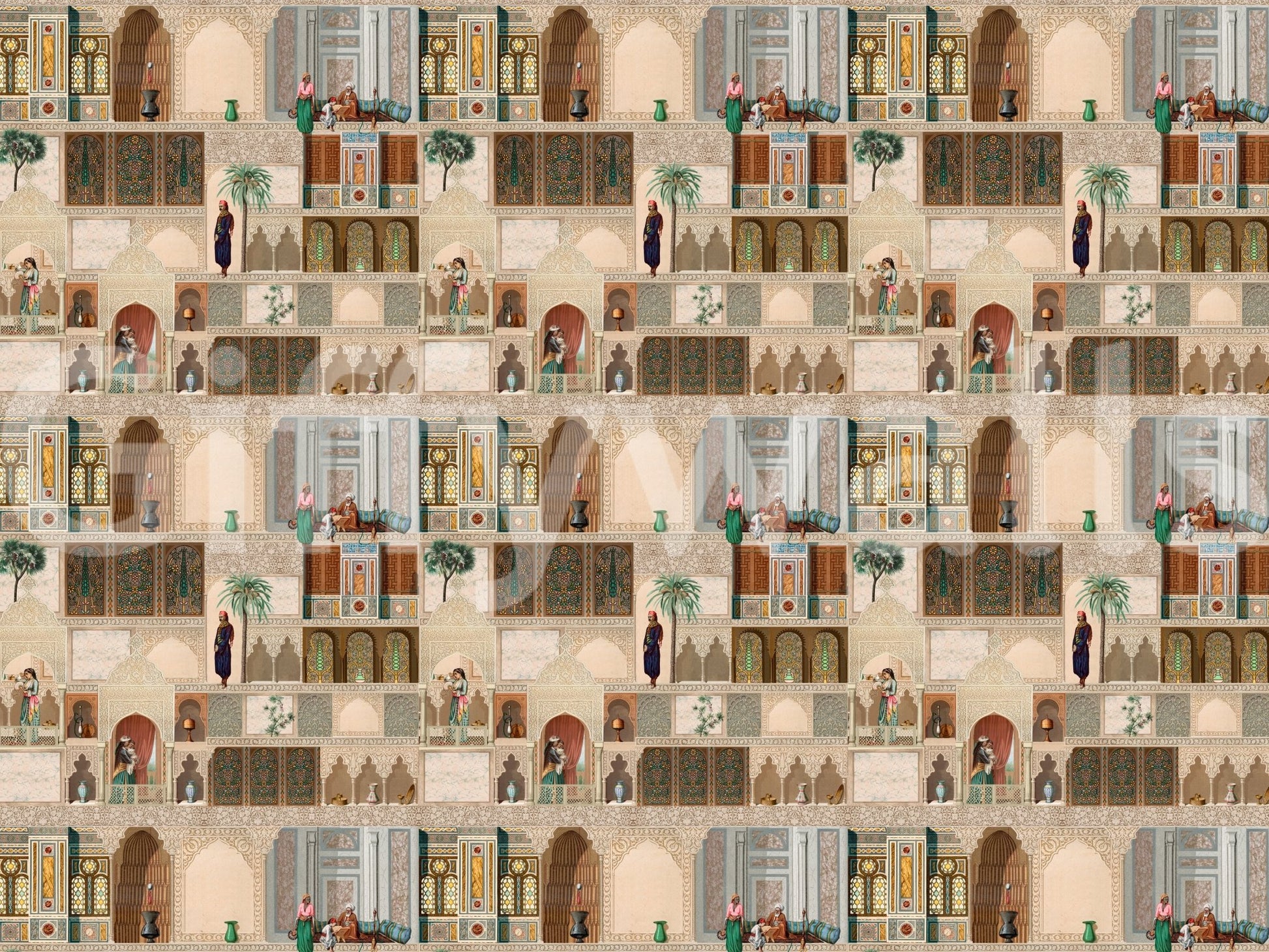 Traditional palace life illustration Eastern Palace Panorama wall mural