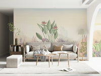 Natural style wall mural for a hallway in a contemporary flat.