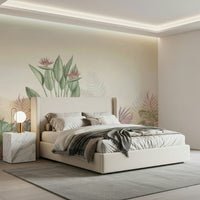 Close up of Eden's Touch Wall Mural showing leaf details and soft textures.