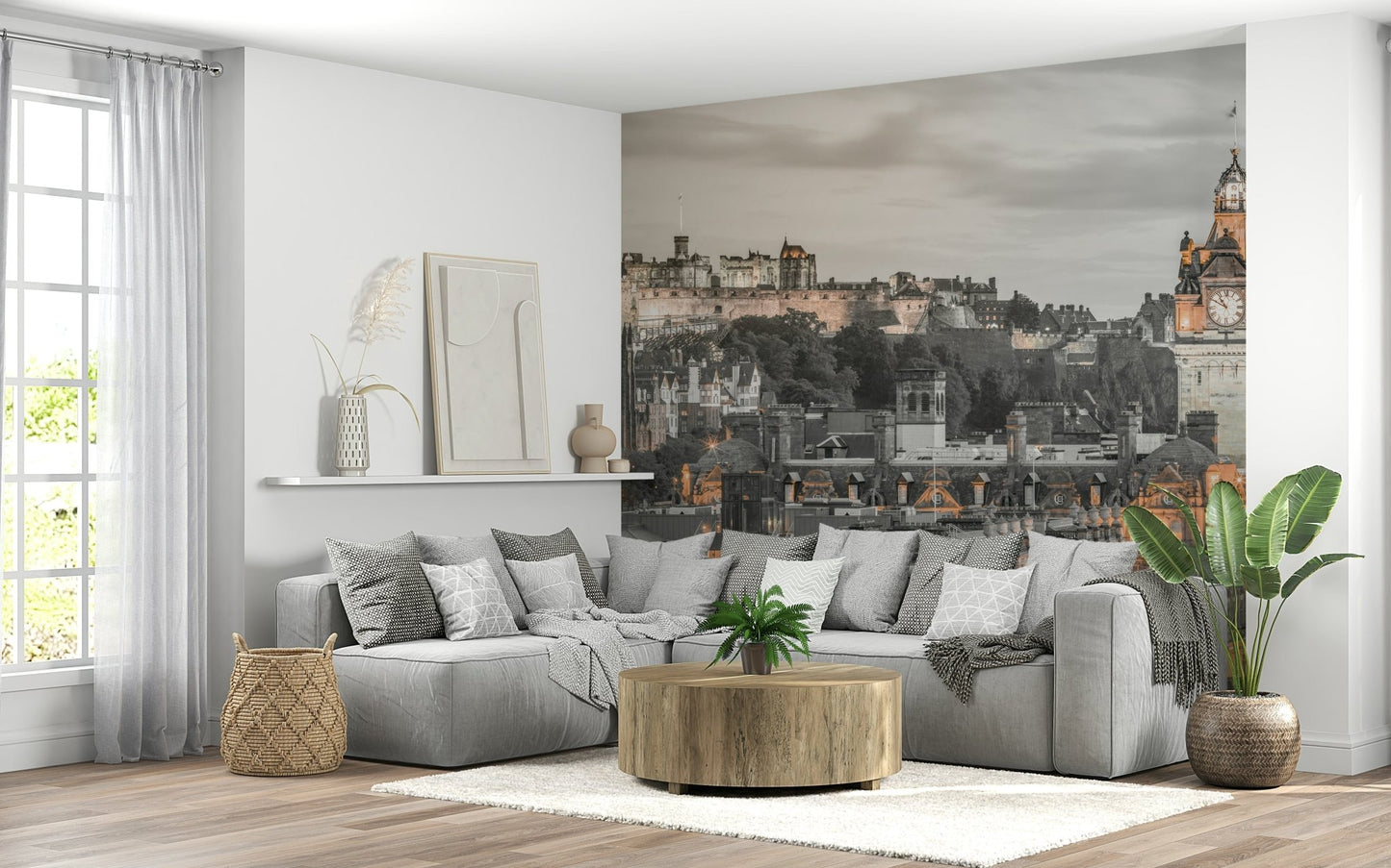 Iconic Edinburgh Castle wallpaper, ancient royal dwelling print.