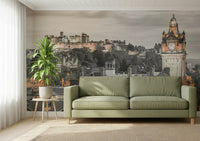 Historic Edinburgh Castle wallpaper for walls, castle rock artwork.