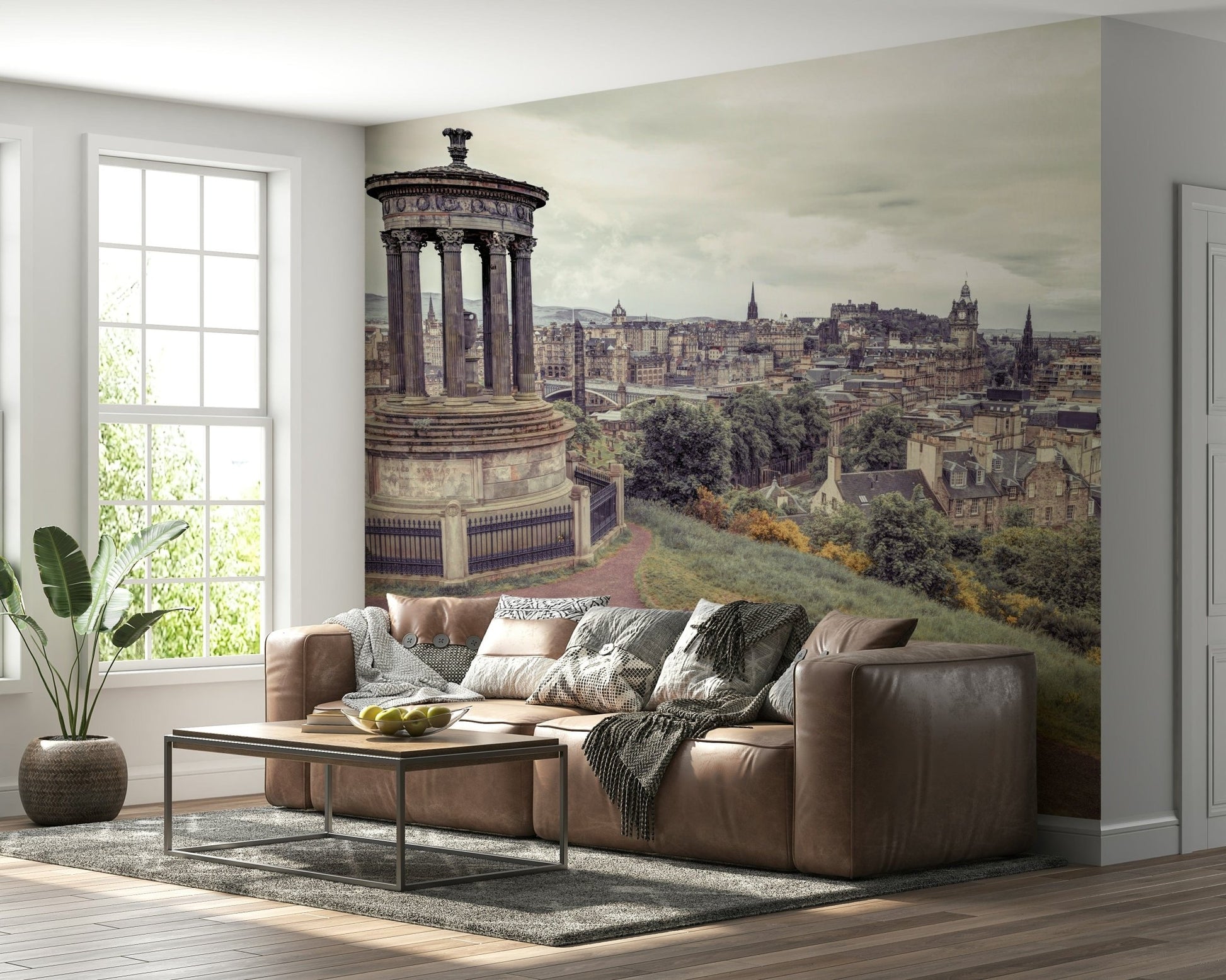 Stone column structure overlook, Edinburgh Vista wall mural.