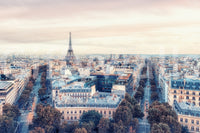 Eiffel Tower View wallpaper mural close-up of the Paris skyline at dusk with the Eiffel Tower rising above Haussmann rooftops