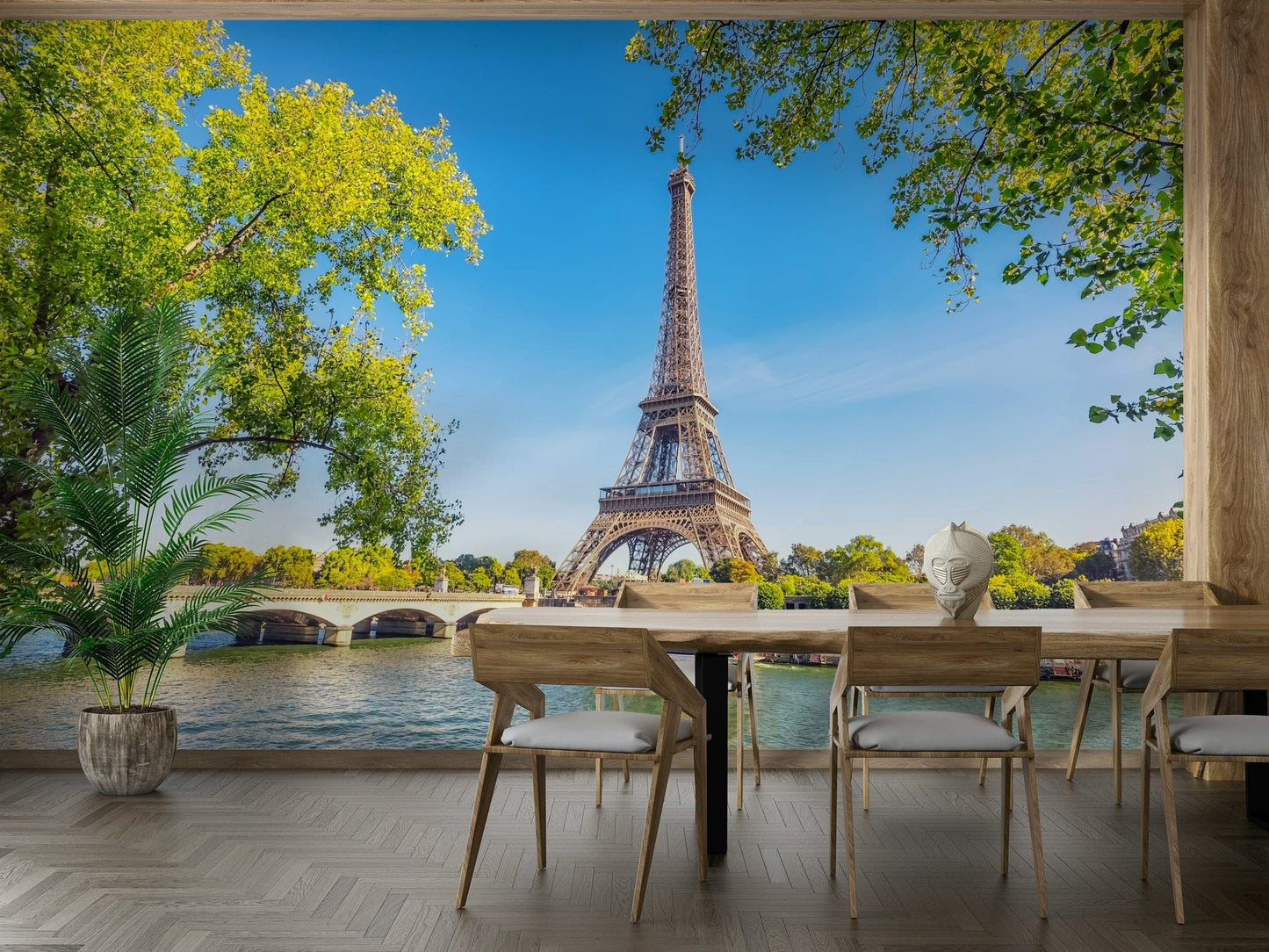 An artistic travel theme mural for home decor.

