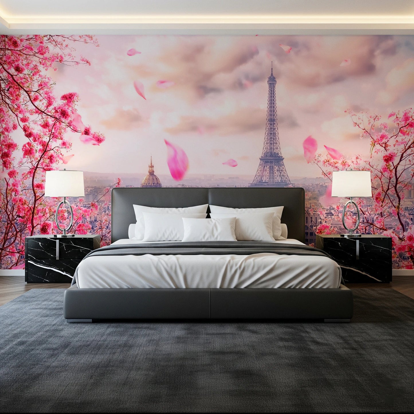 Eiffel's Rosy Haze Wall Mural