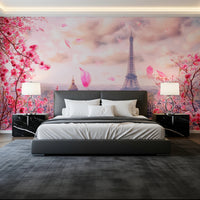 Eiffel's Rosy Haze Wall Mural