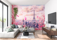 Eiffel's Rosy Haze Wall Mural