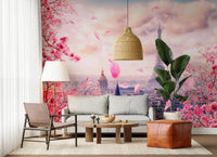 Eiffel's Rosy Haze Wall Mural