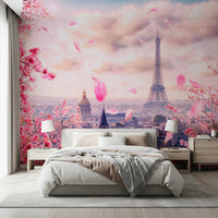 Eiffel's Rosy Haze Wall Mural