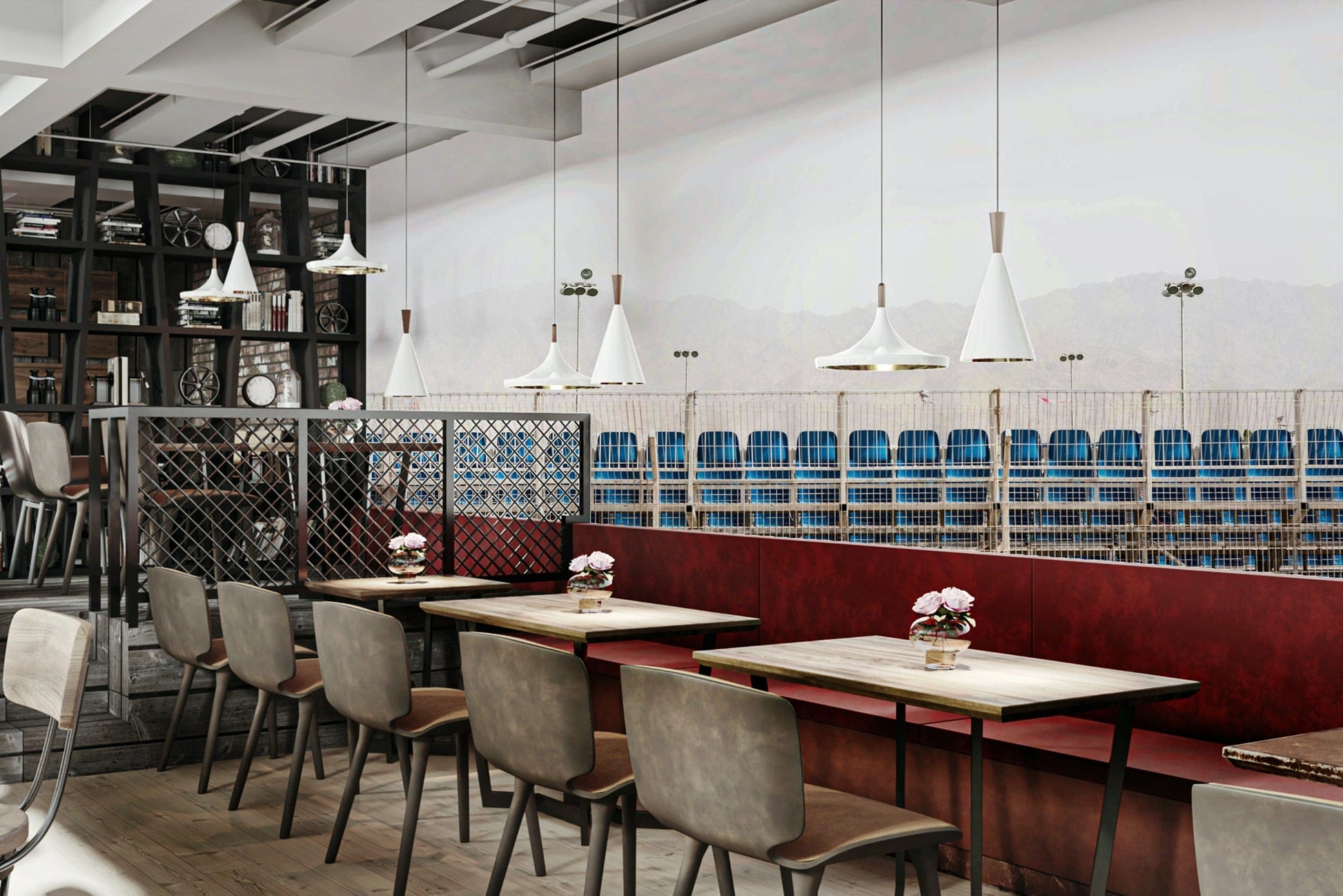 A peaceful Eilat landscape mural on decorative wallpaper.

