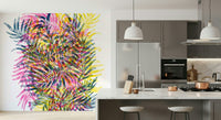 Exotic Jungle Wall Mural – Vibrant, modern mural highlighting jungle flora in electric, bright colors.