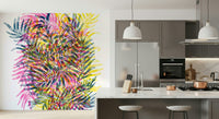 Exotic Jungle Wall Mural – Vibrant, modern mural highlighting jungle flora in electric, bright colors.