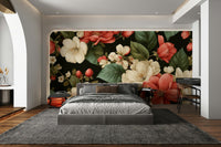 Features graceful and refined blooming flowers.
