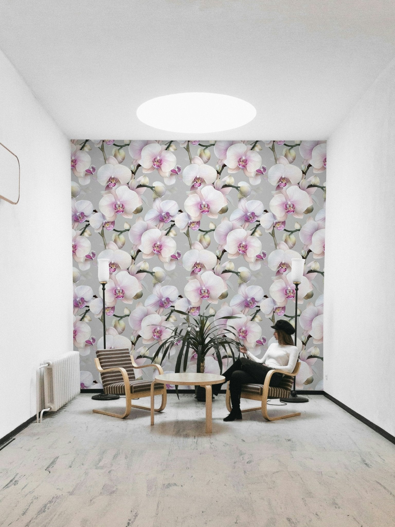 Floral mural wallpaper featuring elegant orchids for modern rooms.

