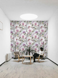 Floral mural wallpaper featuring elegant orchids for modern rooms.

