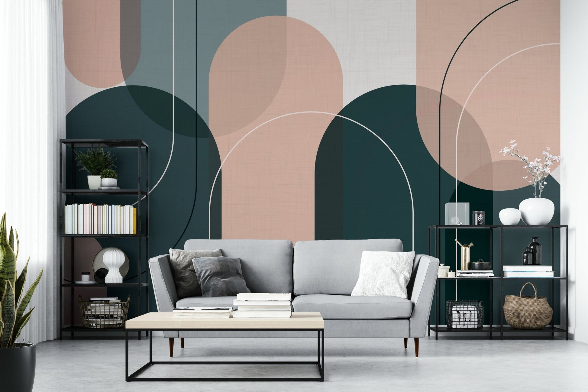 Soft beige, taupe, and pastel tones

