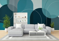 Soothing curved arches mural in turquoise shades

