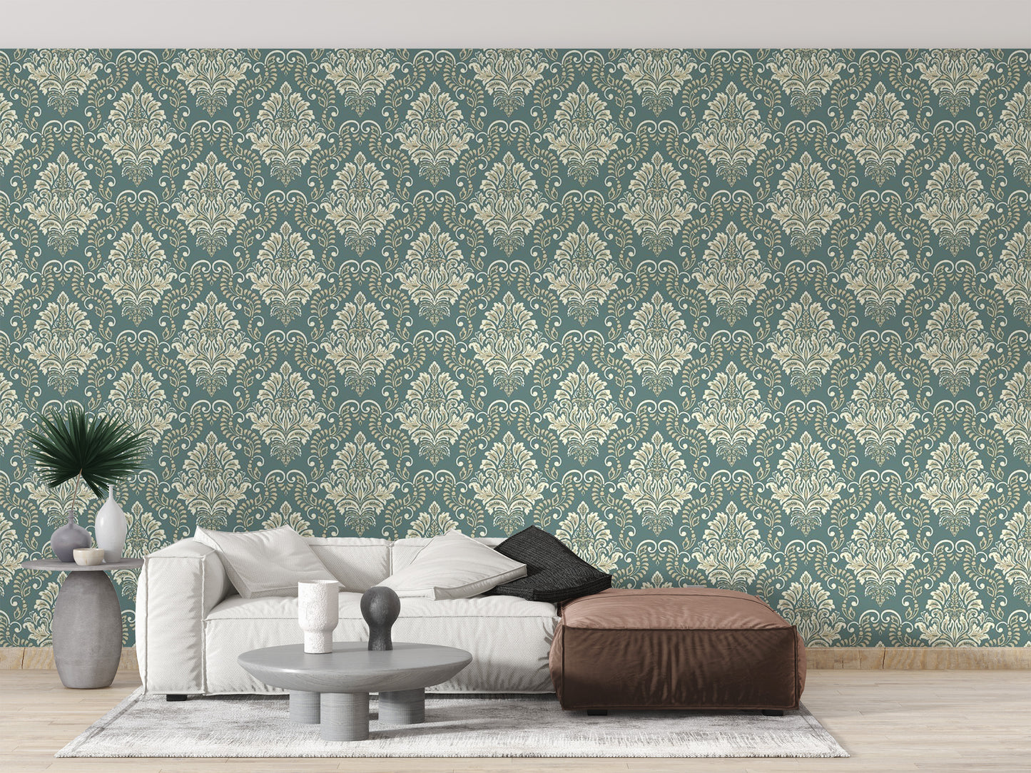 Timeless Baroque Style Damask Wallpaper design

