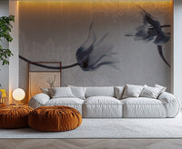 Elegant dark floral wallpaper with luxury botanical art
