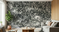 A contemplative repetitive pattern wallpaper mural for a feature wall.
